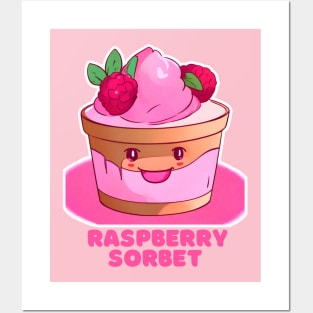 Raspberry Sorbet ice cream cupcake-Sweet Pink, Anime Cartoon Character D4366C Posters and Art